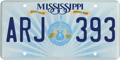 MS license plate ARJ393