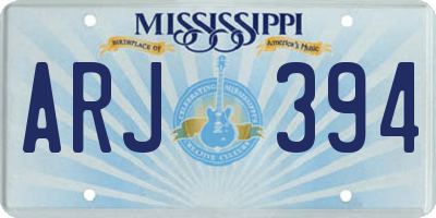 MS license plate ARJ394