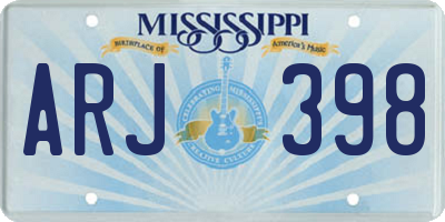MS license plate ARJ398