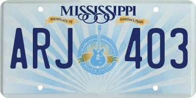 MS license plate ARJ403