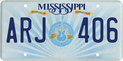 MS license plate ARJ406