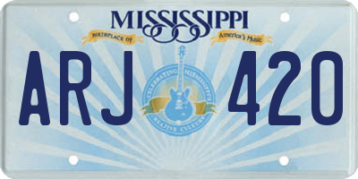 MS license plate ARJ420