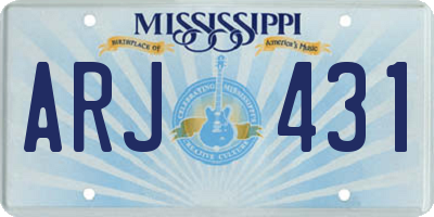 MS license plate ARJ431