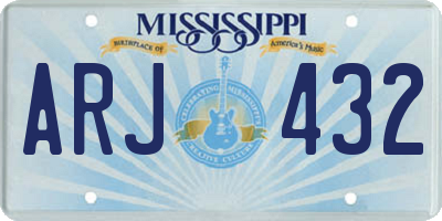 MS license plate ARJ432