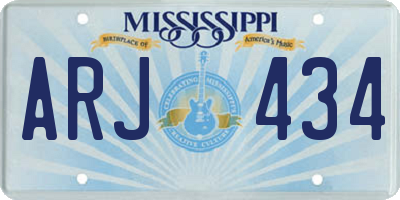 MS license plate ARJ434