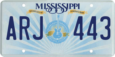 MS license plate ARJ443