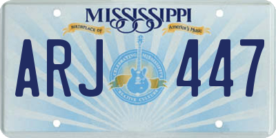 MS license plate ARJ447