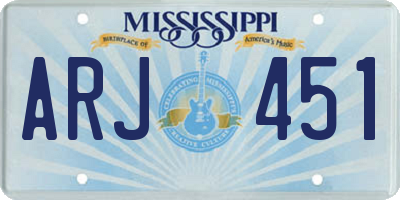 MS license plate ARJ451