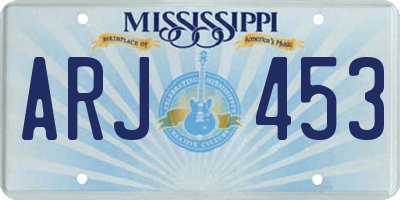 MS license plate ARJ453