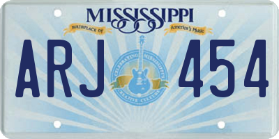 MS license plate ARJ454