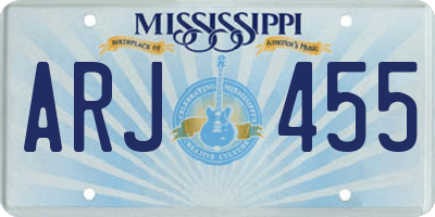 MS license plate ARJ455