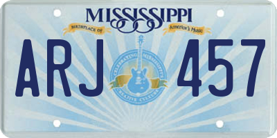MS license plate ARJ457