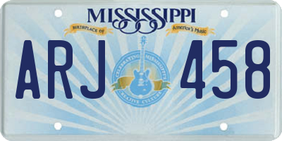 MS license plate ARJ458