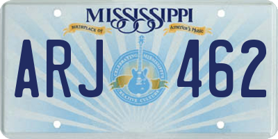MS license plate ARJ462