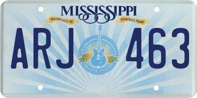 MS license plate ARJ463