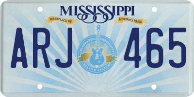MS license plate ARJ465