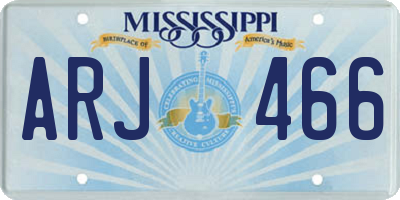 MS license plate ARJ466