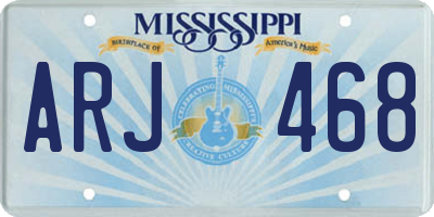 MS license plate ARJ468