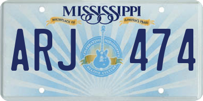 MS license plate ARJ474