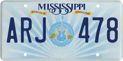MS license plate ARJ478