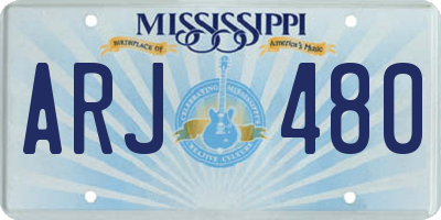 MS license plate ARJ480