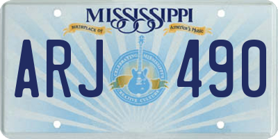 MS license plate ARJ490