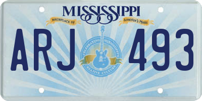 MS license plate ARJ493
