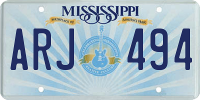 MS license plate ARJ494
