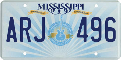 MS license plate ARJ496