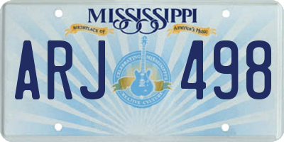 MS license plate ARJ498