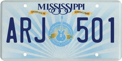 MS license plate ARJ501