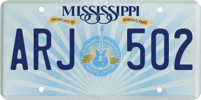 MS license plate ARJ502