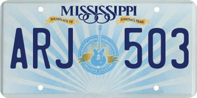 MS license plate ARJ503