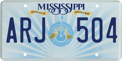 MS license plate ARJ504