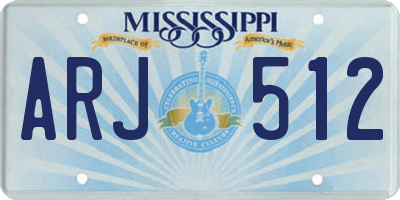 MS license plate ARJ512