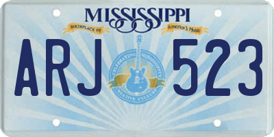 MS license plate ARJ523