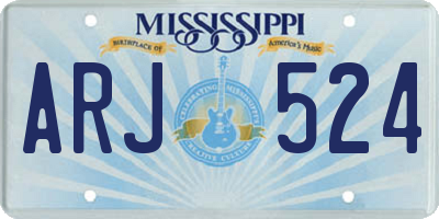 MS license plate ARJ524