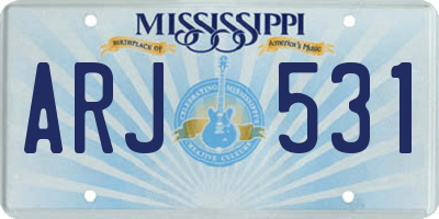 MS license plate ARJ531