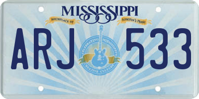MS license plate ARJ533
