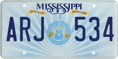 MS license plate ARJ534