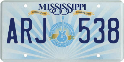MS license plate ARJ538