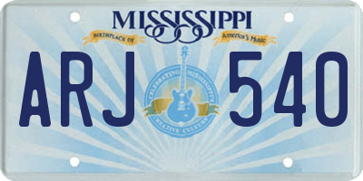 MS license plate ARJ540