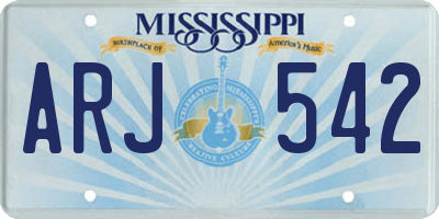 MS license plate ARJ542
