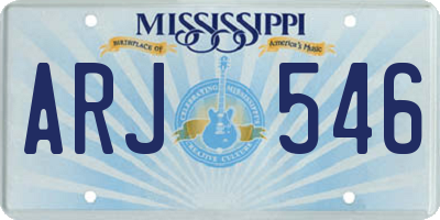 MS license plate ARJ546