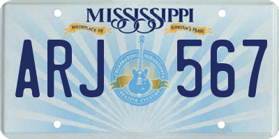 MS license plate ARJ567