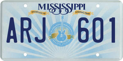 MS license plate ARJ601