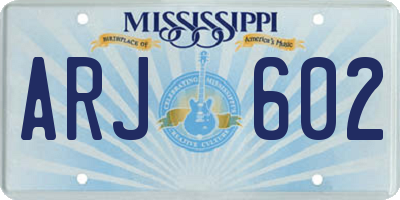 MS license plate ARJ602