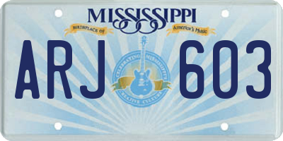 MS license plate ARJ603