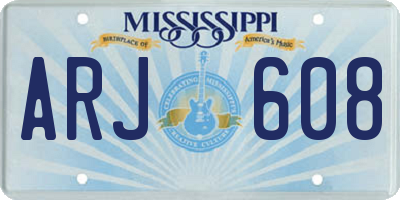 MS license plate ARJ608