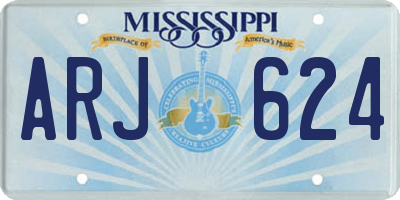 MS license plate ARJ624